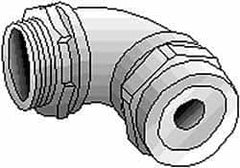 Thomas & Betts - 0.88 to 1.065" Cable Capacity, Liquidtight, Elbow Strain Relief Cord Grip - 1-1/4 NPT Thread, Iron - Makers Industrial Supply