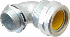 O-Z/Gedney - 0.7 to 0.8" Cable Capacity, Liquidtight, Elbow Strain Relief Cord Grip - 3/4 NPT Thread, Iron - Makers Industrial Supply