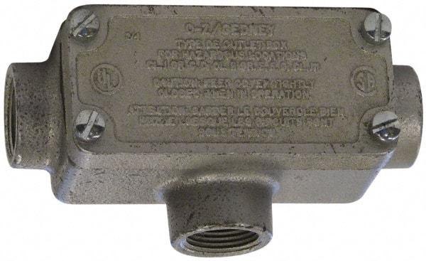 O-Z/Gedney - T Body, 1/2" Trade, Rigid Malleable Iron Conduit Body - Rectangle, 3.69" OAL, Hazardous Locations - Makers Industrial Supply