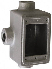 O-Z/Gedney - 1 Gang, 1" Knockouts, Iron Rectangle Device Box - Aluminum Enamel, Zinc Electroplated - Makers Industrial Supply