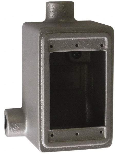 O-Z/Gedney - 1 Gang, 1/2" Knockouts, Iron Rectangle Device Box - Aluminum Enamel, Zinc Electroplated - Makers Industrial Supply