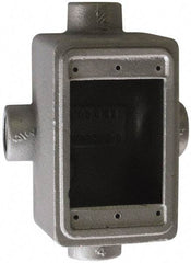 O-Z/Gedney - 1 Gang, 1/2" Knockouts, Iron Rectangle Device Box - Aluminum Enamel, Zinc Electroplated - Makers Industrial Supply