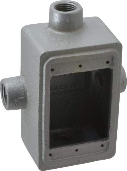 O-Z/Gedney - 1 Gang, 1/2" Knockouts, Iron Rectangle Device Box - Aluminum Enamel, Zinc Electroplated - Makers Industrial Supply