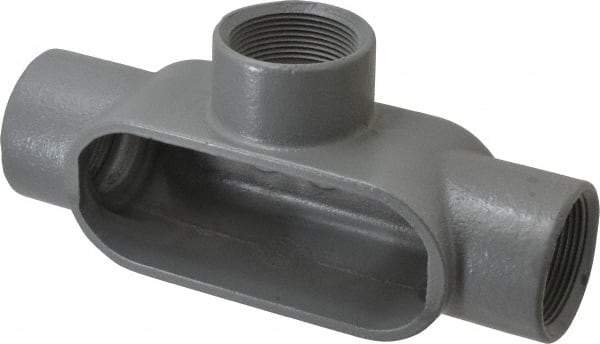 Hubbell Killark - Form 7, T Body, 1-1/2" Trade, IMC, Rigid Iron Conduit Body - Oval, 8-7/16" OAL, 27 cc Capacity, Gray, Hazardous & Wet Locations - Makers Industrial Supply