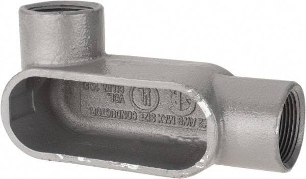 Hubbell Killark - Form 7, LL Body, 1-1/4" Trade, IMC, Rigid Iron Conduit Body - Oval, 6-13/16" OAL, 19-1/2 cc Capacity, Gray, Hazardous & Wet Locations - Makers Industrial Supply