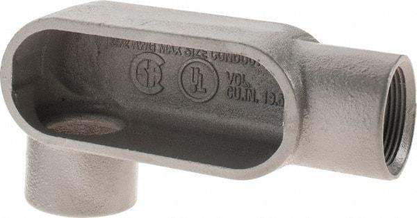 Hubbell Killark - Form 7, LR Body, 1-1/4" Trade, IMC, Rigid Iron Conduit Body - Oval, 6-13/16" OAL, 19-1/2 cc Capacity, Gray, Hazardous & Wet Locations - Makers Industrial Supply