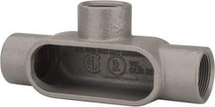 Hubbell Killark - Form 7, T Body, 1-1/4" Trade, IMC, Rigid Iron Conduit Body - Oval, 8 & 11-7/8" OAL, 20 cc Capacity, Gray, Hazardous & Wet Locations - Makers Industrial Supply