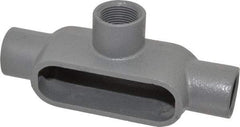 Hubbell Killark - Form 7, T Body, 1" Trade, IMC, Rigid Iron Conduit Body - Oval, 7-5/8" OAL, 11-1/2 cc Capacity, Gray, Hazardous & Wet Locations - Makers Industrial Supply