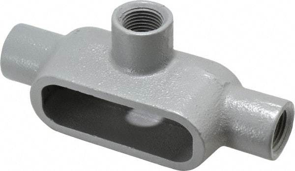 Hubbell Killark - Form 7, T Body, 1/2" Trade, IMC, Rigid Iron Conduit Body - Oval, 5-11/16" OAL, 6.2 cc Capacity, Gray, Hazardous & Wet Locations - Makers Industrial Supply