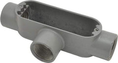 Hubbell Killark - Form 85, T Body, 1" Trade, IMC, Rigid Aluminum Conduit Body - Oval, 7-1/8" OAL, 12 cc Capacity, Hazardous & Wet Locations - Makers Industrial Supply