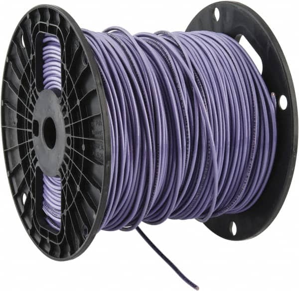 Southwire - THHN/THWN, 14 AWG, 15 Amp, 500' Long, Solid Core, 1 Strand Building Wire - Purple, Thermoplastic Insulation - Makers Industrial Supply