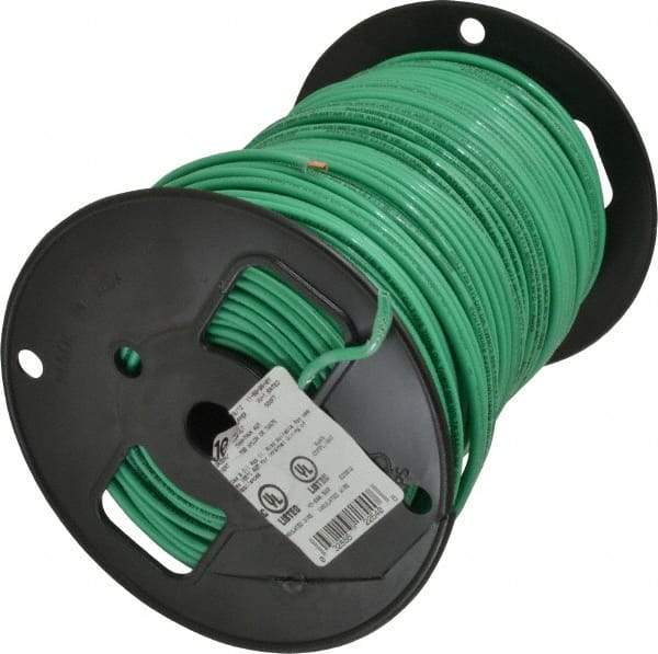 Southwire - THHN/THWN, 10 AWG, 30 Amp, 500' Long, Solid Core, 1 Strand Building Wire - Green, Thermoplastic Insulation - Makers Industrial Supply