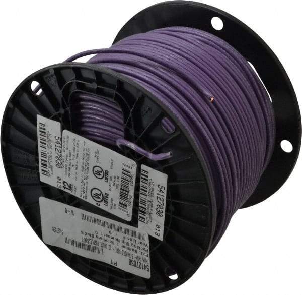 Southwire - THHN/THWN, 12 AWG, 20 Amp, 500' Long, Stranded Core, 19 Strand Building Wire - Purple, Thermoplastic Insulation - Makers Industrial Supply