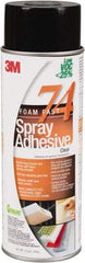 3M - 24 oz Aerosol Clear Spray Adhesive - High Tack, 200°F Heat Resistance, 50 Sq Ft Coverage, Medium Strength Bond, 30 min Max Bonding Time, Flammable, Series 74 - Makers Industrial Supply