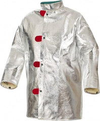 PRO-SAFE - Size S Aluminized Jacket - Silver, Yellow, Aluminized & Kevlar, Snaps Closure, 36 to 38" Chest - Makers Industrial Supply