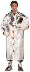 PRO-SAFE - Size M Aluminized Coat - Silver, Yellow, Black, Aluminized & Kevlar, Snaps Closure, 40 to 42" Chest - Makers Industrial Supply