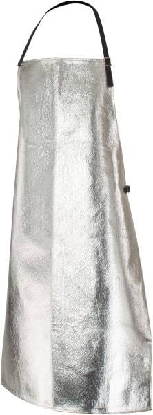 PRO-SAFE - 24 x 39" Aluminized Bib Apron - Aluminized Blended Kevlar, 19 oz Material, Silver & Yellow - Makers Industrial Supply