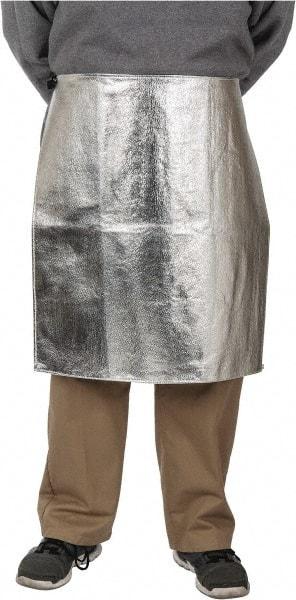 PRO-SAFE - 24 x 24" Aluminized Waist Apron - Aluminized Blended Kevlar, 19 oz Material, Silver & Yellow - Makers Industrial Supply