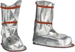 PRO-SAFE - Men's 9-12 Aluminized Overboots - 12" High, Plain Toe, Nonslip Sole, Aluminized Blended Kevlar Upper, Silver - Makers Industrial Supply