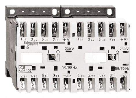 Schneider Electric - 3 Pole, 24 Coil VAC at 50/60 Hz, 16 Amp at 690 VAC, 20 Amp at 440 VAC and 9 Amp at 440 VAC, Reversible IEC Contactor - BS 5424, CSA, IEC 60947, NF C 63-110, RoHS Compliant, UL Listed, VDE 0660 - Makers Industrial Supply