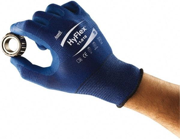 Ansell - Size S (7) Nitrile Coated Nitrile Foam General Protection Work Gloves - For General Purpose, Palm & Fingers Coated, Knit Wrist Cuff, Blue, Paired - Makers Industrial Supply