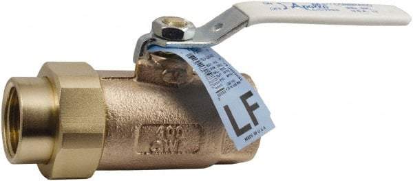 Conbraco - 1-1/4" Pipe, Standard Port, Bronze Single Union Ends Ball Valve - Bi-Directional, Female Union x FNPT Ends, Lever Handle, 600 WOG, 150 WSP - Makers Industrial Supply