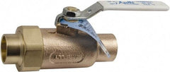 Conbraco - 1-1/4" Pipe, Standard Port, Bronze Single Union Ends Ball Valve - Bi-Directional, Union/Soldered x Union/Soldered Ends, Lever Handle, 600 WOG, 150 WSP - Makers Industrial Supply