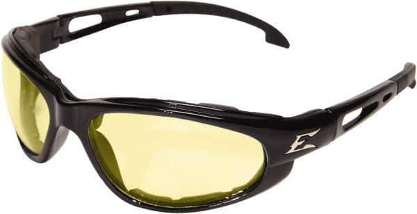 Edge Eyewear - Yellow Lenses, Framed Safety Glasses - Anti-Fog, Scratch Resistant, Black Nylon Frame, Size Universal, Wrap Around - Makers Industrial Supply