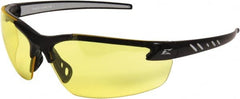 Edge Eyewear - Yellow Lenses, Frameless Safety Glasses - Anti-Fog, Scratch Resistant, Black Nylon Frame, Size Universal, Wrap Around - Makers Industrial Supply