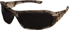 Edge Eyewear - Smoke Lenses, Framed Safety Glasses - Scratch Resistant, Camouflage Nylon Frame, Size Universal, Wrap Around - Makers Industrial Supply