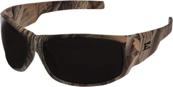 Edge Eyewear - Smoke Lenses, Framed Safety Glasses - Scratch Resistant, Camouflage Nylon Frame, Size Universal, Wrap Around - Makers Industrial Supply