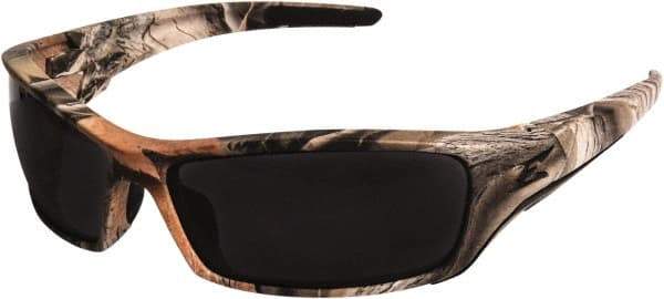 Edge Eyewear - Smoke Lenses, Framed Safety Glasses - Scratch Resistant, Camouflage Nylon Frame, Size Universal, Wrap Around - Makers Industrial Supply