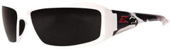 Edge Eyewear - Smoke Lenses, Framed Polarized Glasses - Scratch Resistant, White Nylon Frame, Size Universal, Wrap Around - Makers Industrial Supply