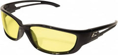 Edge Eyewear - Yellow Lenses, Framed Safety Glasses - Anti-Fog, Scratch Resistant, Black Nylon Frame, Size XL, Wrap Around - Makers Industrial Supply