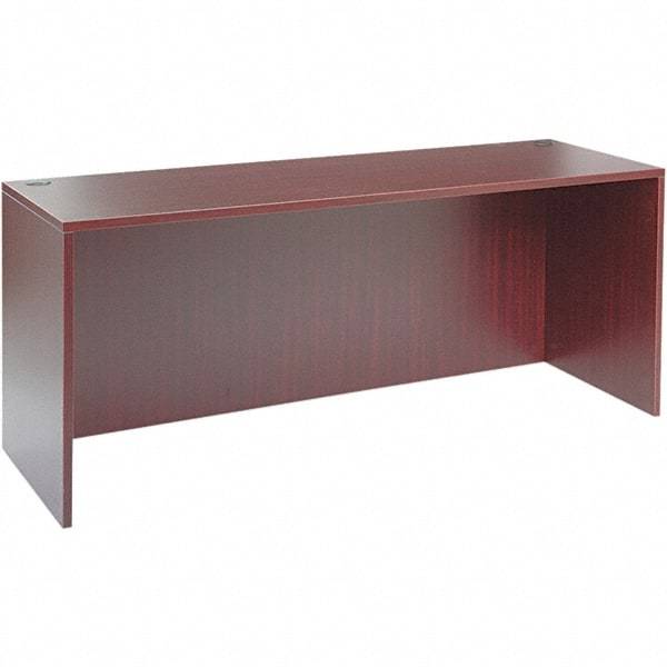 ALERA - 65" Long x 29.63" High x 23.63" Deep, Kneespace Credenza - Mahogany (Color), Woodgrain Laminate - Makers Industrial Supply