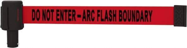 Banner Stakes - 6.61" High x 15' Long x 2-1/2" Wide Retractable Barrier Belt - Plastic & Polyester, Matte Finish, Red, Use with Banner Stakes Plus Stanchion, Banner Stakes Plus Base - Makers Industrial Supply