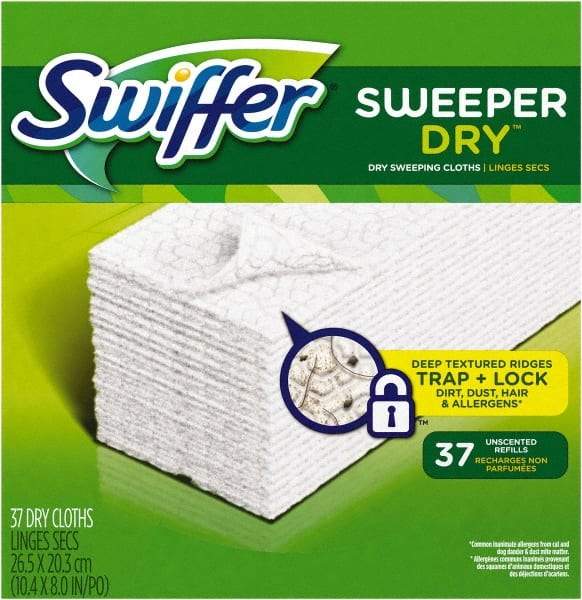 Swiffer - 8" Long x 10.4" Wide Microfiber Dust Mop Pad - Snap-On, White, Rectangular Head - Makers Industrial Supply