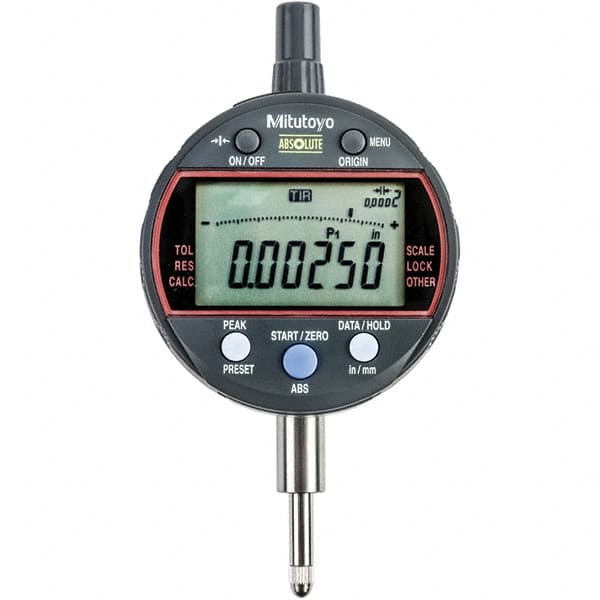 Mitutoyo - 0 to 1/2" Range, 0.001mm Graduation, Electronic Drop Indicator - Flat Back, Accurate to 0.0001", Inch & Metric System, LCD Display - Makers Industrial Supply