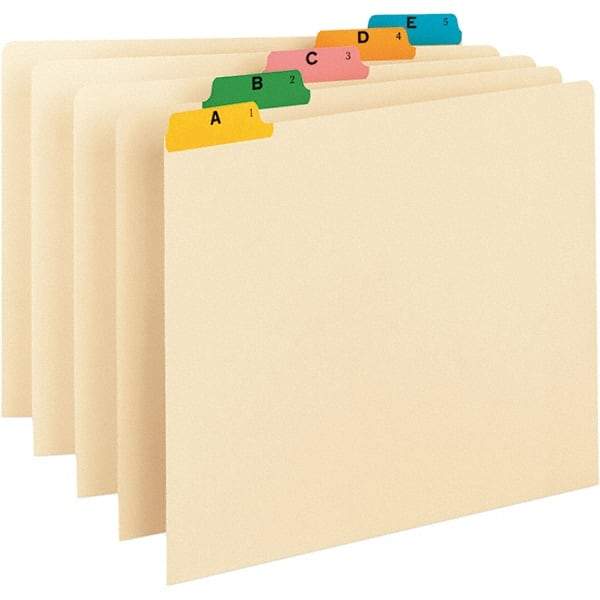 SMEAD - 8-1/2 x 11" 25 Tabs, Unpunched, Preprinted Numeric Divider - Blue, Yellow, Green Tabs, Manila Folder - Makers Industrial Supply