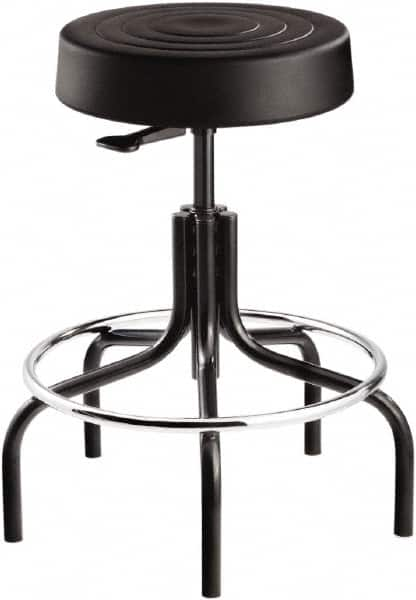 Bevco - 14 Inch Wide x 14-1/2 Inch Deep x 30 Inch High, Tubular Steel Base, Adjustable Height Swivel Stool - Polyurethane Seat, Black - Makers Industrial Supply