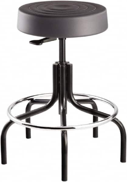 Bevco - 14 Inch Wide x 14-1/2 Inch Deep x 30 Inch High, Tubular Steel Base, Adjustable Height Swivel Stool - Polyurethane Seat, Graphite - Makers Industrial Supply