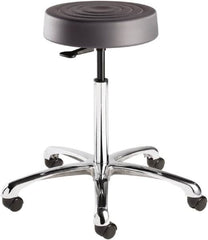 Bevco - 14 Inch Wide x 14-1/2 Inch Deep x 33 Inch High, Polished Aluminum Base, Adjustable Height Swivel Stool - Polyurethane Seat, Graphite - Makers Industrial Supply