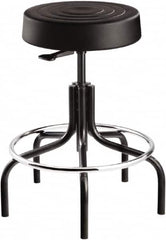 Bevco - 14 Inch Wide x 14-1/2 Inch Deep x 25 Inch High, Tubular Steel Base, Adjustable Height Swivel Stool - Polyurethane Seat, Black - Makers Industrial Supply