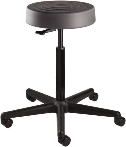 Bevco - 14 Inch Wide x 14-1/2 Inch Deep x 34 Inch High, Reinforced Black Nylon Base, Adjustable Height Swivel Stool - Polyurethane Seat, Graphite - Makers Industrial Supply