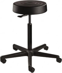 Bevco - 14 Inch Wide x 14-1/2 Inch Deep x 34 Inch High, Reinforced Black Nylon Base, Adjustable Height Swivel Stool - Polyurethane Seat, Black - Makers Industrial Supply