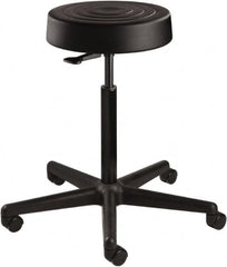 Bevco - 14 Inch Wide x 14-1/2 Inch Deep x 28-1/4 Inch High, Reinforced Black Nylon Base, Adjustable Height Swivel Stool - Polyurethane Seat, Black - Makers Industrial Supply