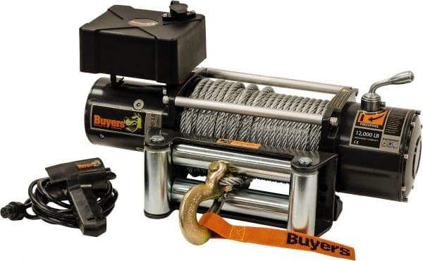 Buyers Products - 12,000 Lb Capacity, 100' Cable Length, Automotive DC Electric Winch - 12 Volts - Makers Industrial Supply