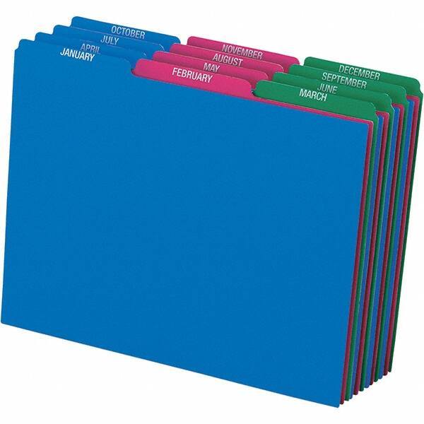 Pendaflex - 8-1/2 x 11" 12 Tabs, Unpunched, Preprinted Divider - Assorted Color Tabs, Assorted Folder - Makers Industrial Supply