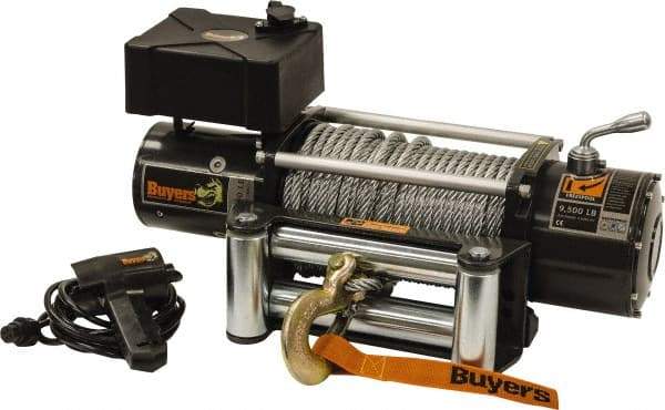 Buyers Products - 9,500 Lb Capacity, 100' Cable Length, Automotive DC Electric Winch - 12 Volts - Makers Industrial Supply