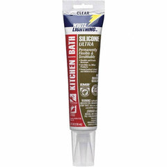 White Lightning - 5.3 oz Tube Clear Silicone Sealant - -80 to 450°F Operating Temp, 30 min Tack Free Dry Time, 24 hr Full Cure Time - Makers Industrial Supply